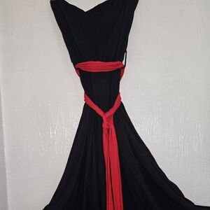 Bebe Black and Red Strapless Sweetheart Gown
